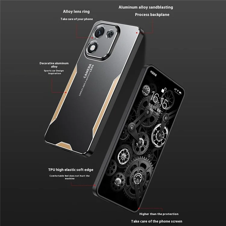 For Honor X70i Phone Case Aluminium Alloy TPU PC Back Cover - Gold