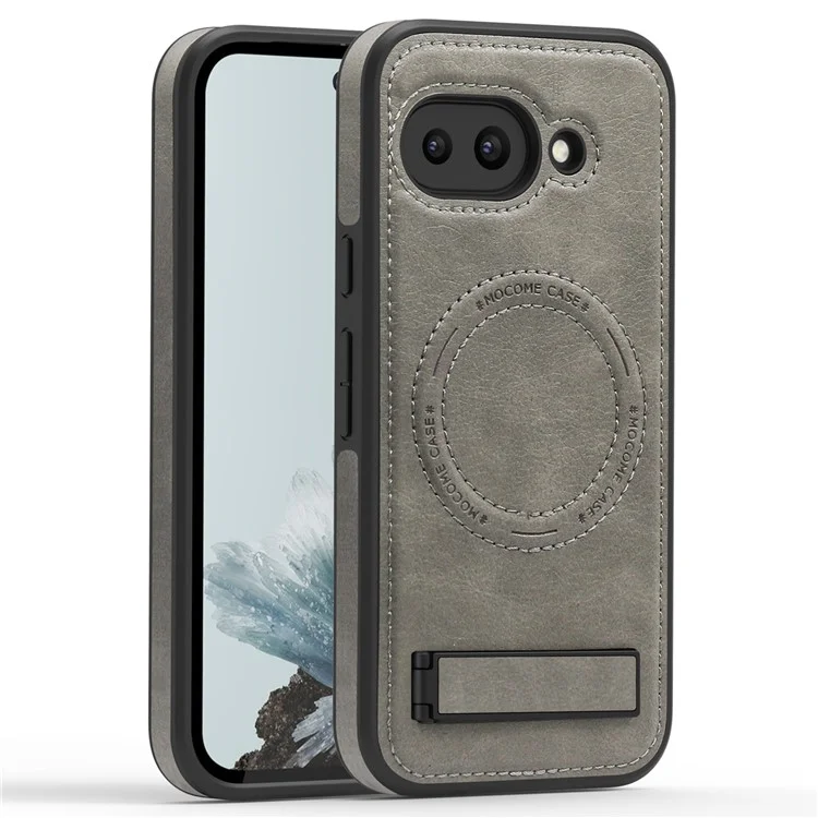 Cover per Google Pixel 9a Compatibile con MagSafe con Supporto Pieghevole in Pelle - Grigio