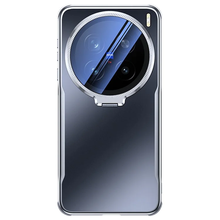 For vivo X200 Pro 5G Phone Case Shockproof TPU PC Back Cover with Lens Kickstand - Black