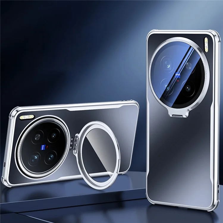 Чехол для телефона vivo X200 5G противоударный TPU PC с подставкой для объектива - Черный