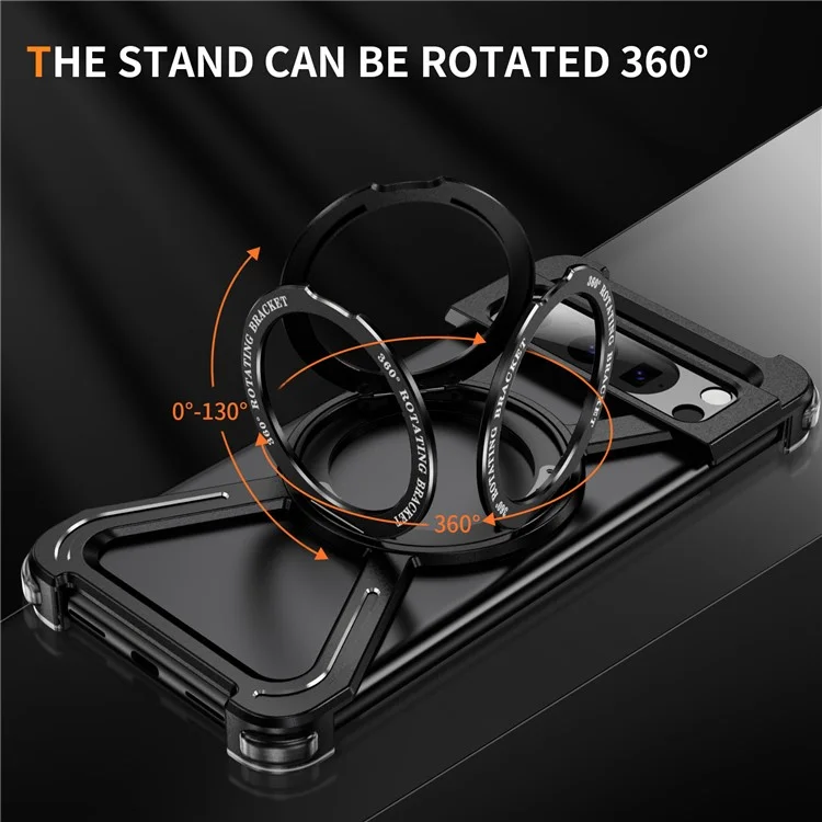 For Google Pixel 8 Pro Bumper Cases Borderless Metal Frame Cover Compatible with MagSafe Kickstand - Black