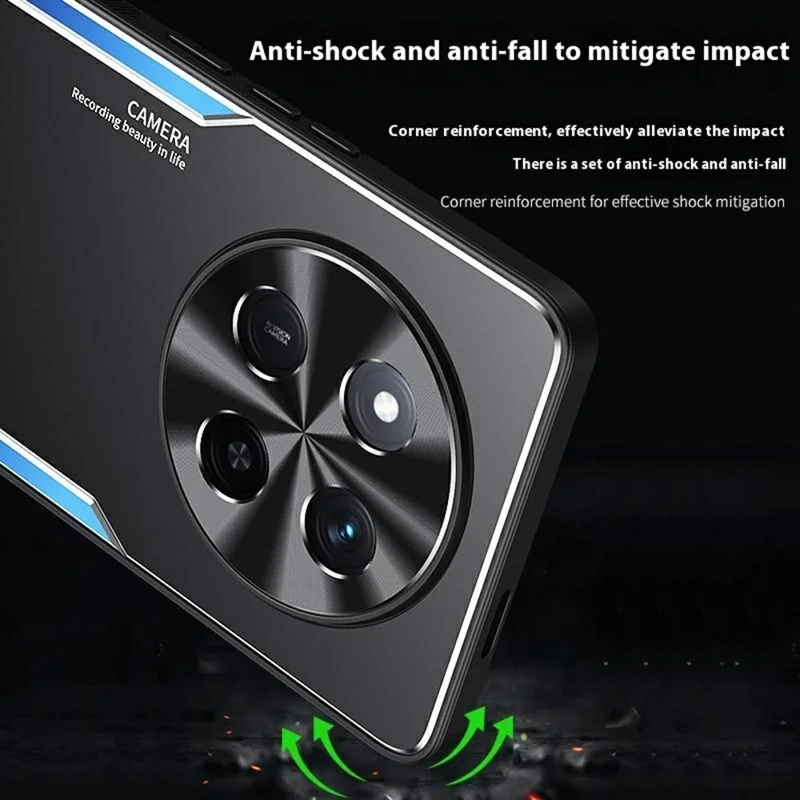 For Honor Magic7 Lite 5G / X9c 5G / X60 Pro 5G Case Aluminum Alloy + TPU Shockproof Phone Cover - Blue