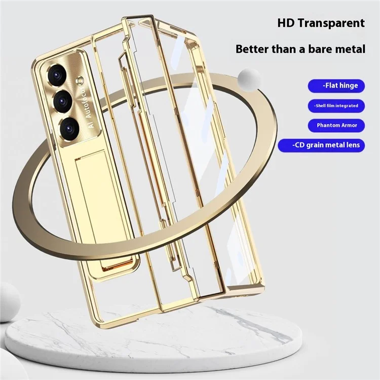 For Samsung Galaxy Z Fold7 5G Case Kickstand Hard PC Phone Cover with Screen Film / Stylus - Blue