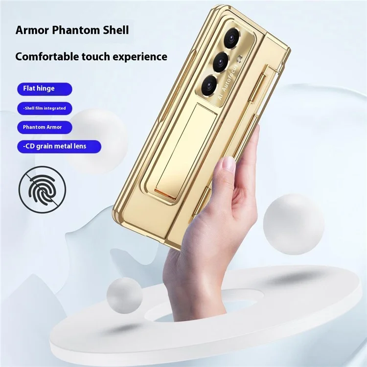 For Samsung Galaxy Z Fold7 5G Case Kickstand Hard PC Phone Cover with Screen Film / Stylus - Black