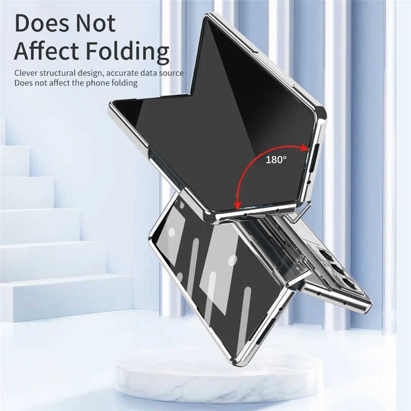 For Samsung Galaxy Z Fold7 5G Case Kickstand Hard PC Phone Cover with Screen Film - Silver
