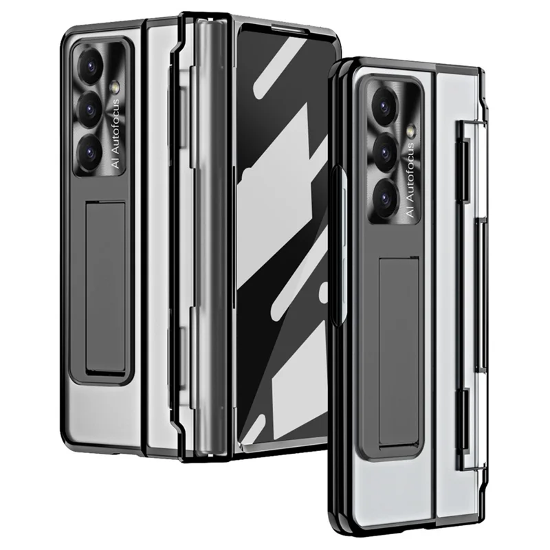 For Samsung Galaxy Z Fold7 5G Case Kickstand Hard PC Phone Cover with Screen Film - Black