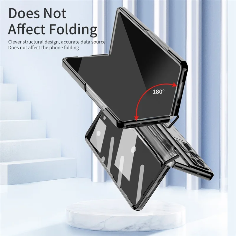 For Samsung Galaxy Z Fold7 5G Case Kickstand Hard PC Phone Cover with Screen Film - Black
