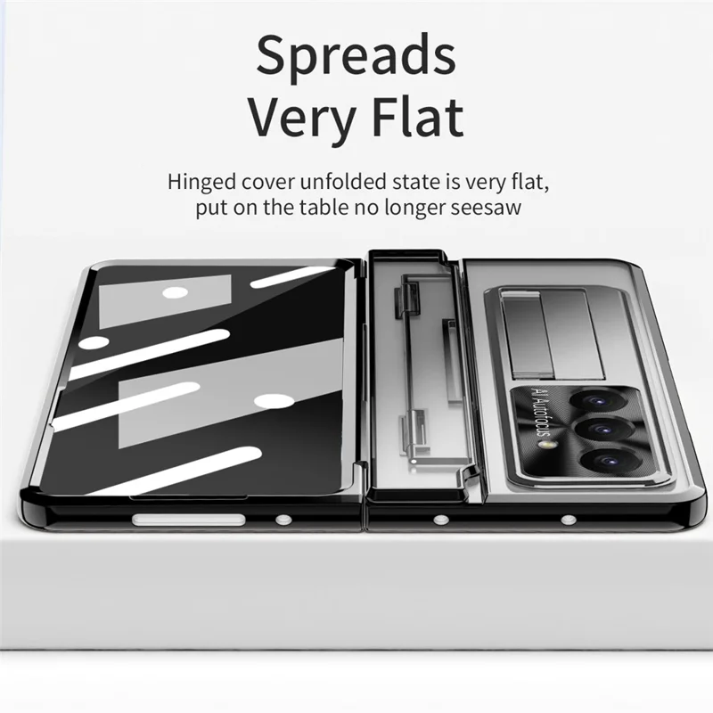 For Samsung Galaxy Z Fold7 5G Case Kickstand Hard PC Phone Cover with Screen Film - Black