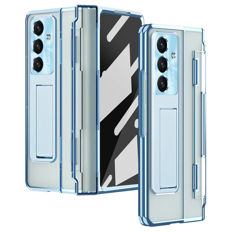 For Samsung Galaxy Z Fold7 5G Case Kickstand Hard PC Phone Cover with Screen Film - Blue
