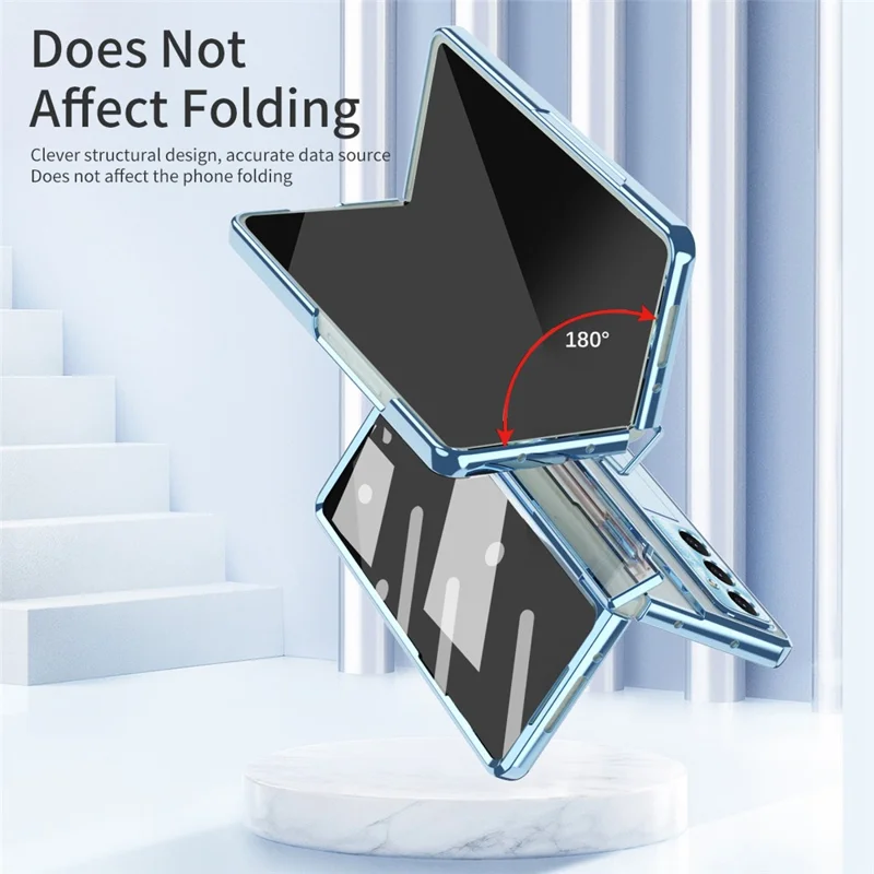 For Samsung Galaxy Z Fold7 5G Case Kickstand Hard PC Phone Cover with Screen Film - Blue