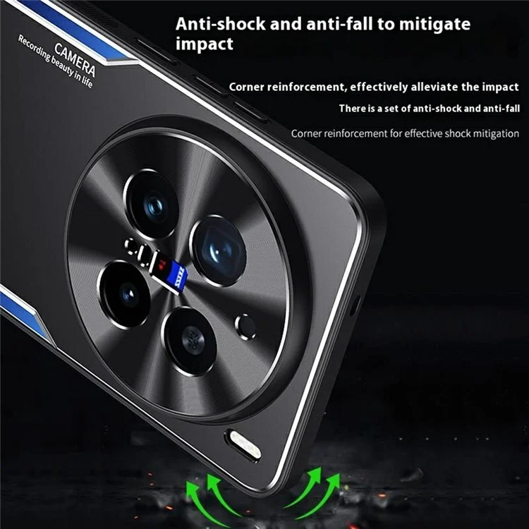 For vivo X200 Pro 5G Case Aluminum Alloy + TPU Shockproof Phone Cover - Blue
