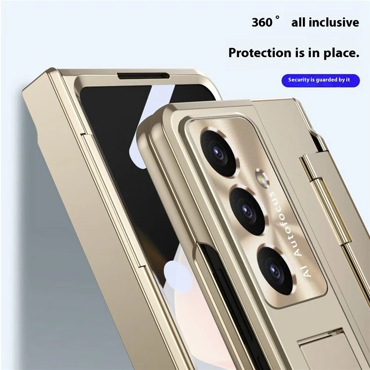 Per Samsung Galaxy Z Fold7 5G Custodia Protezione Cerniera Dura PC Cover Telefonica con Pellicola Schermo / Stilo - Oro
