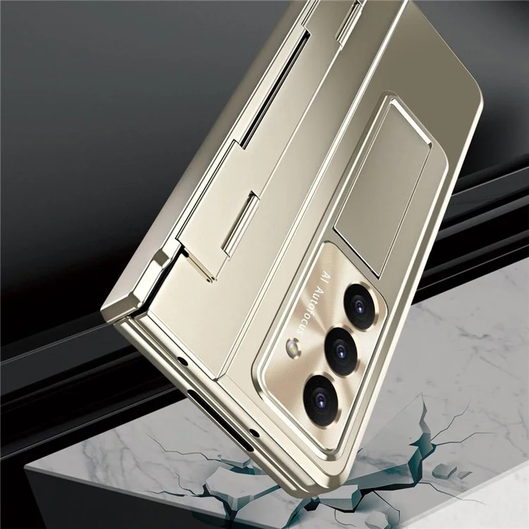 Per Samsung Galaxy Z Fold7 5G Custodia Protezione Cerniera Dura PC Cover Telefonica con Pellicola Schermo / Stilo - Oro