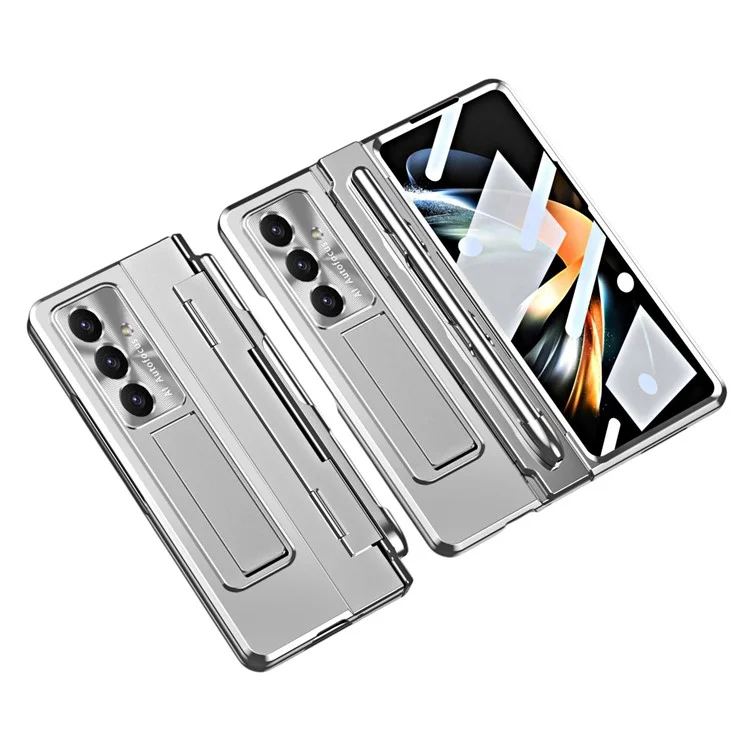 Для чехла Samsung Galaxy Z Fold7 5G Защита шарнира Жесткая ПК-крышка с пленкой для экрана / Стилус - Серебристый