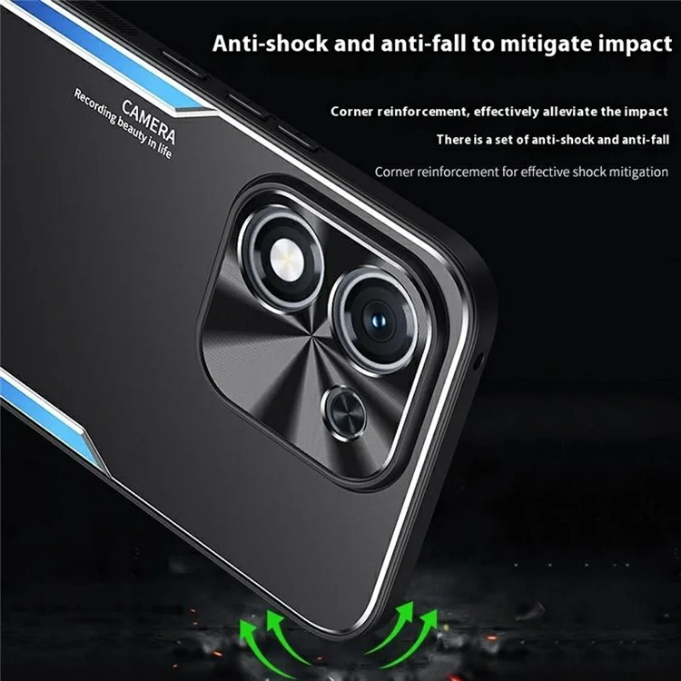 For Honor X70i Case Aluminum Alloy + TPU Shockproof Phone Cover - Blue
