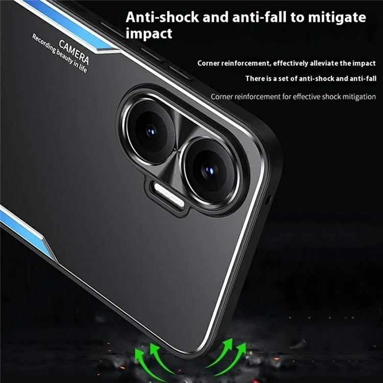 Cover antiurto per Xiaomi Poco F7 5G / Redmi Turbo 4 Pro 5G in lega di alluminio + TPU - Blu