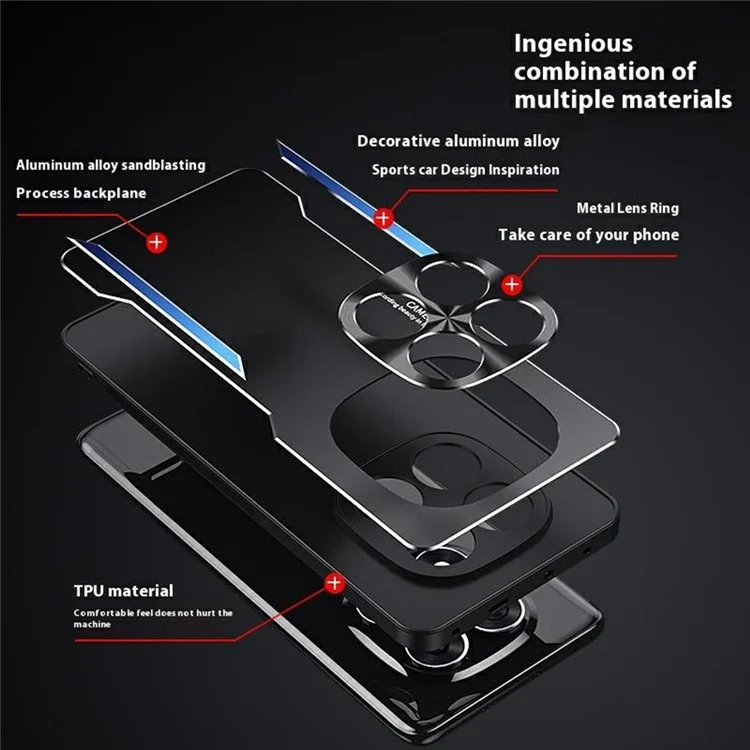 Funda para Xiaomi Redmi Note 14 Pro 4G de Aleación de Aluminio + TPU Antigolpes - Rojo