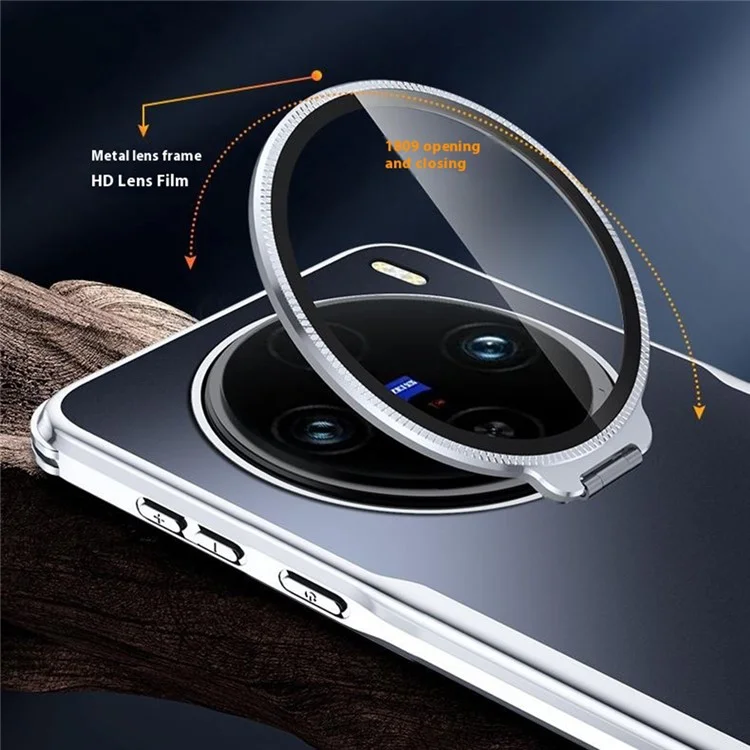 For vivo X100s 5G Phone Case Shockproof TPU PC Back Cover with Lens Kickstand - Black