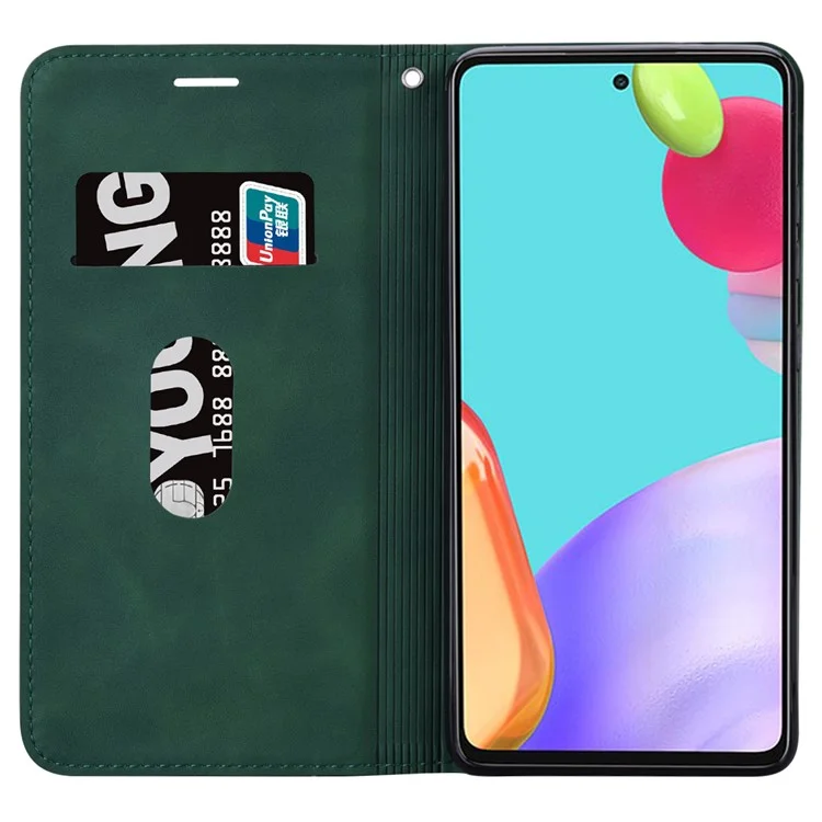 Für Samsung Galaxy A55 5G Hülle im Geschäftsstil mit magnetischem Verschluss Leder Handyhülle mit Trageriemen - Grün