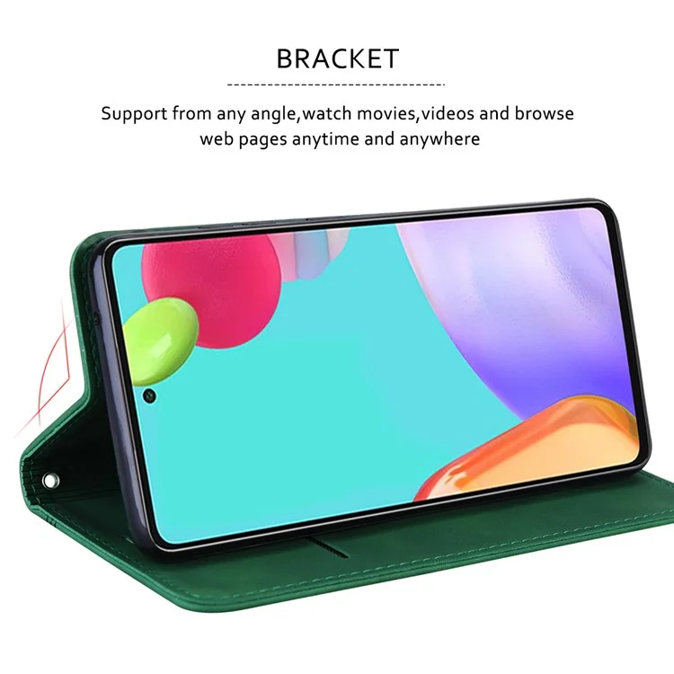 Für Samsung Galaxy A55 5G Hülle im Geschäftsstil mit magnetischem Verschluss Leder Handyhülle mit Trageriemen - Grün