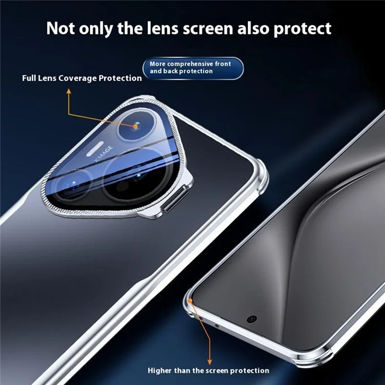 Für Huawei Pura 70 Pro Handyhülle Stoßfest TPU PC Rückseite mit Objektivständer - Schwarz