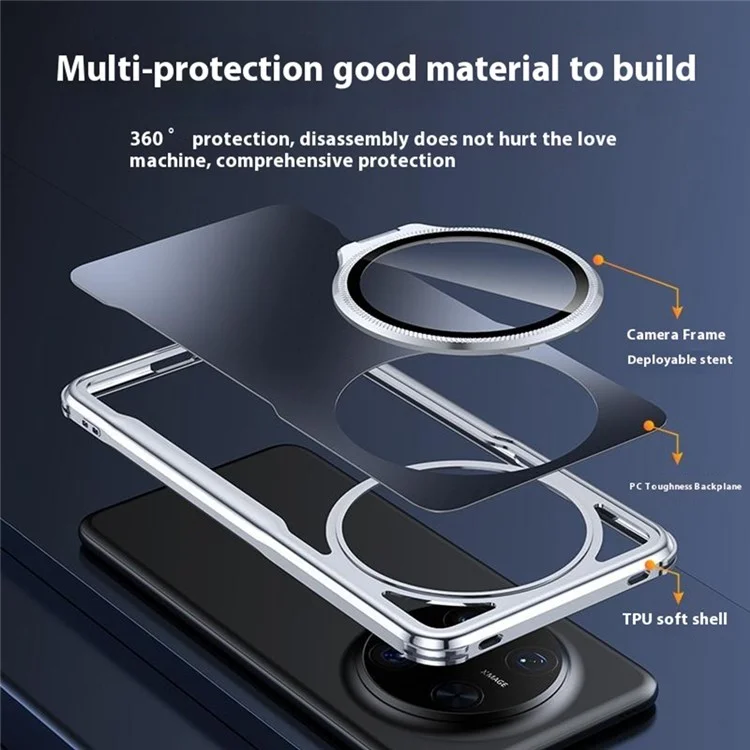 Pour Huawei Mate 70 Pro+ / 70 Pro Coque de téléphone Antichoc TPU PC Housse Arrière avec Protection d'Objectif et Support - Noir