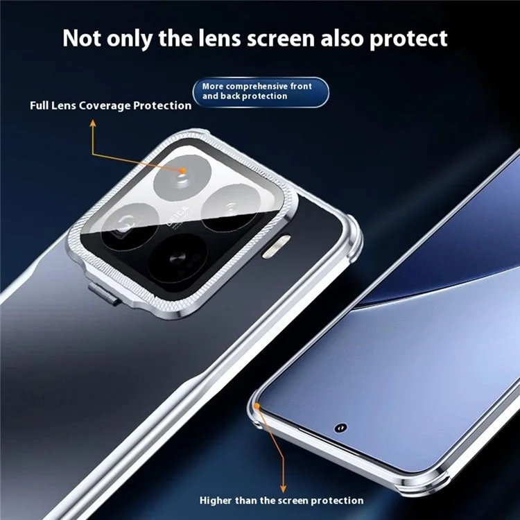 Funda para teléfono Xiaomi 15 Pro a prueba de golpes Cubierta trasera de TPU y PC con soporte para lente - Negro