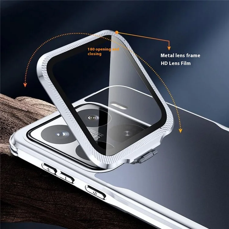 Funda para teléfono Xiaomi 15 Pro a prueba de golpes Cubierta trasera de TPU y PC con soporte para lente - Negro
