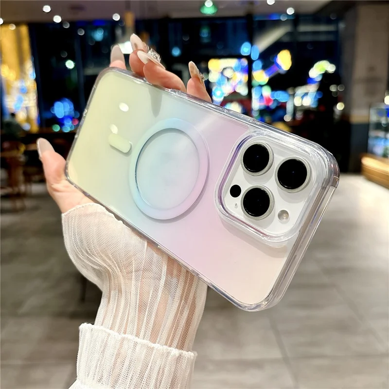 For iPhone 16 Pro Max Case Compatible with MagSafe Transparent Gradient Hard PC Phone Cover - Multi-Color