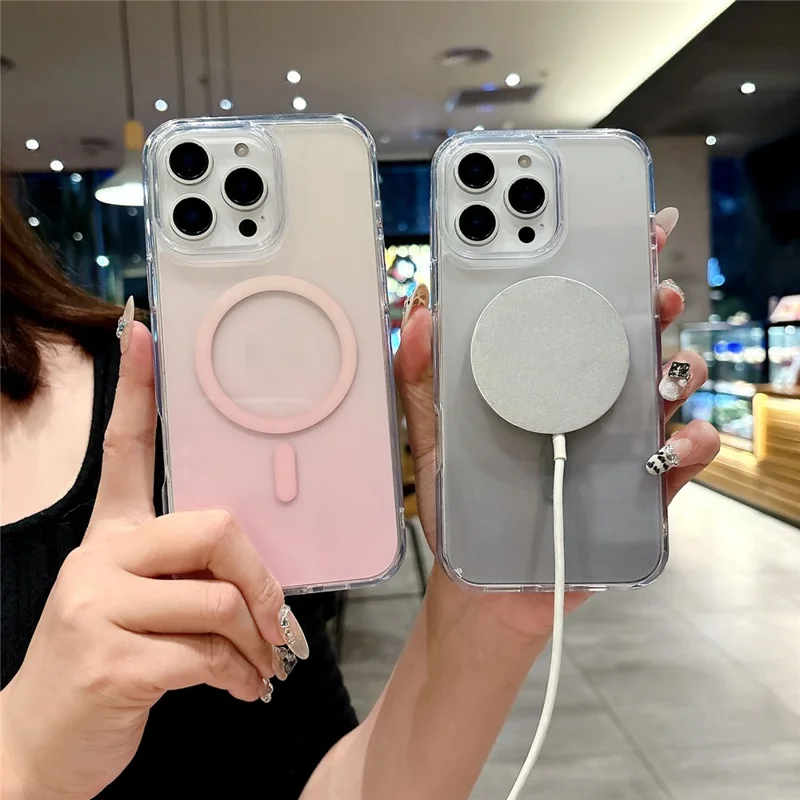 For iPhone 16 Pro Max Case Compatible with MagSafe Transparent Gradient Hard PC Phone Cover - Multi-Color
