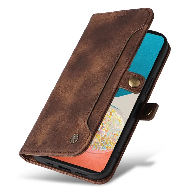 YIKATU YK-002 для Samsung Galaxy A23 5G (глобальная версия) / 4G / F23 5G / M23 5G / M13 4G Кожаный чехол с ощущением кожи, внешним слотом для карт, ударопрочный кожаный кошелек-чехол - коричневый