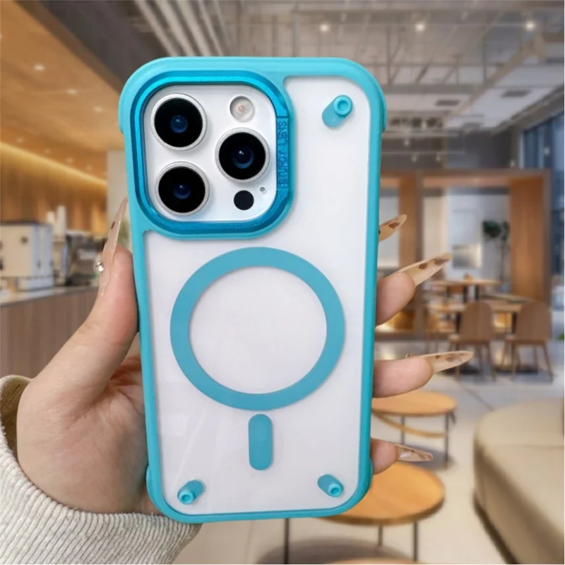 For iPhone 16 Pro Max Case Compatible with MagSafe Corner Protection PC + TPU Clear Back Cover - Lake Blue