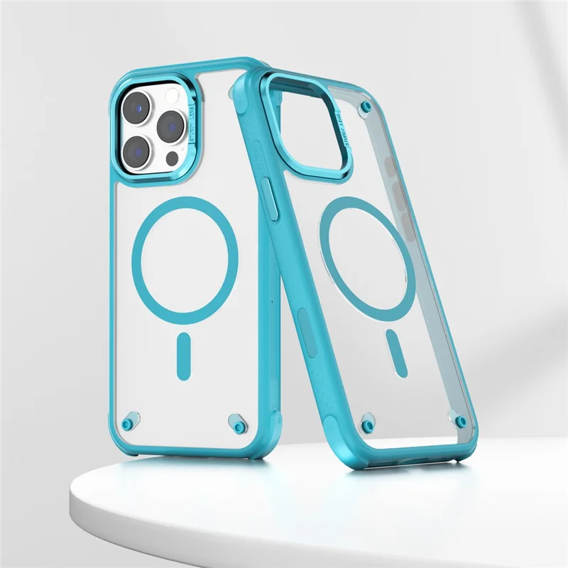 For iPhone 16 Pro Case Compatible with MagSafe Corner Protection PC + TPU Clear Back Cover - Pink