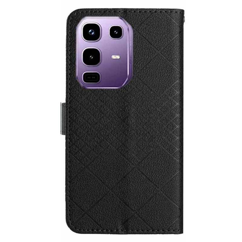 For Infinix Note 50 Pro+ 5G Case Wallet Imprint PU Leather Flip Folio Phone Cover - Black