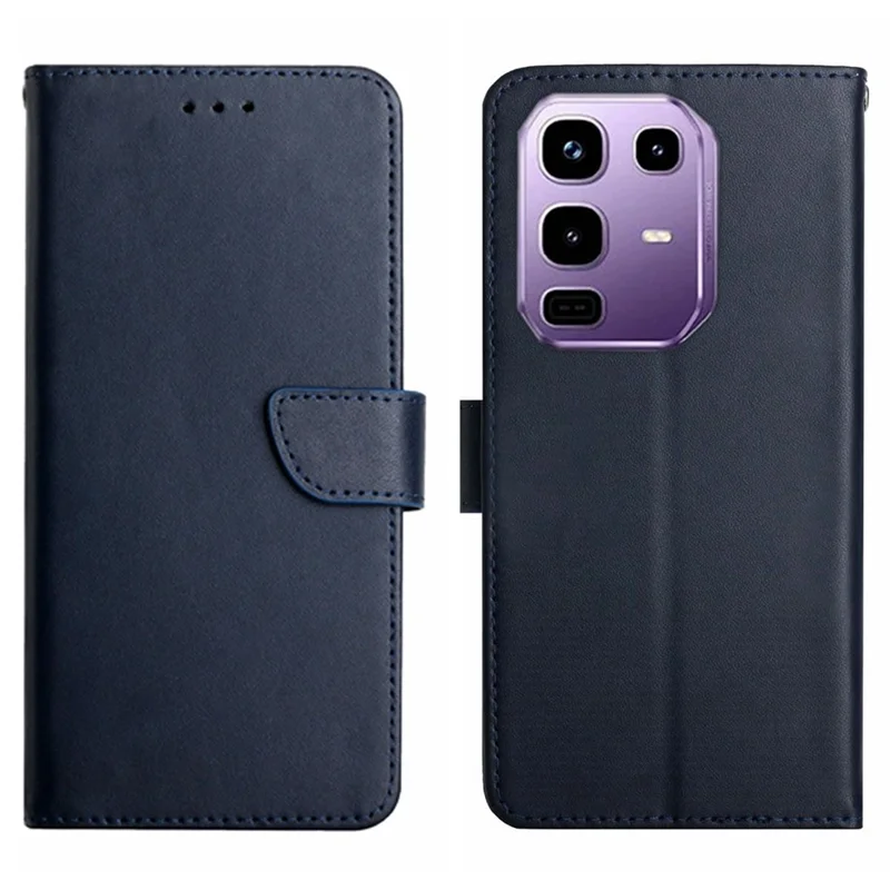 For Infinix Note 50 Pro+ 5G Case Genuine Cow Leather Phone Cover Nappa Texture - Blue