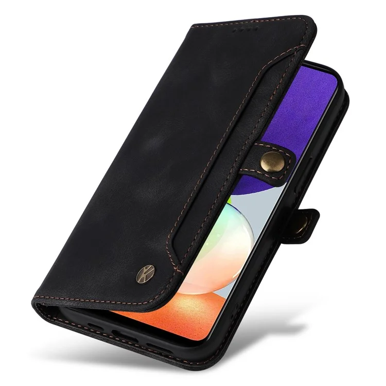 Yikatu YK-002 Для Samsung Galaxy A22 4G (версия Eu) / M22 4G / M32 (глобальная Версия) 4G Skin Touch Celling Кожаная Кошелька pu - Черный