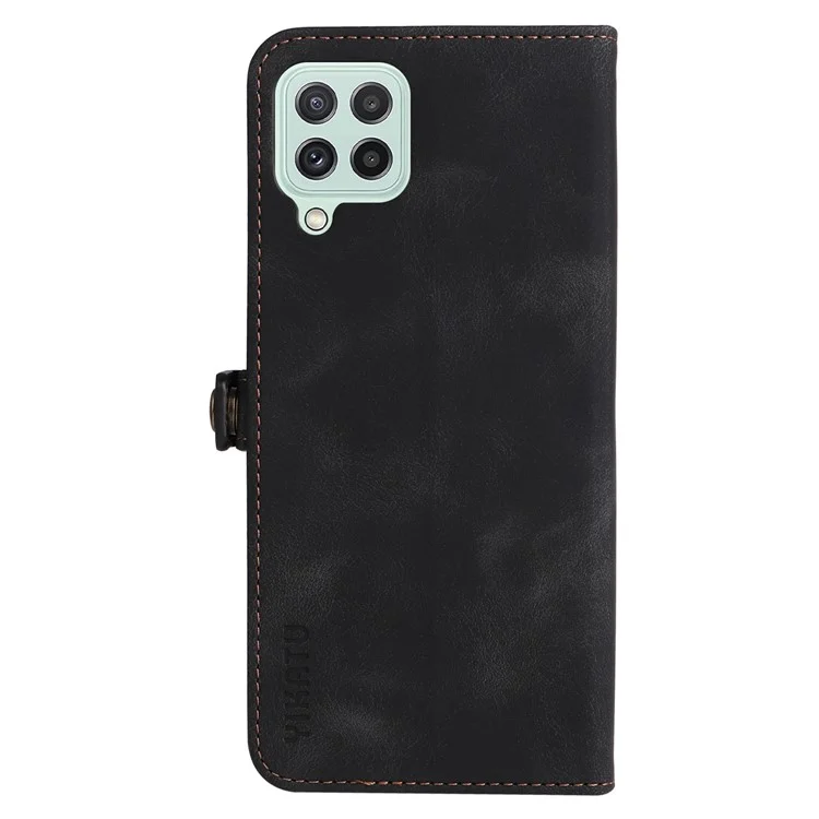 Yikatu YK-002 Для Samsung Galaxy A22 4G (версия Eu) / M22 4G / M32 (глобальная Версия) 4G Skin Touch Celling Кожаная Кошелька pu - Черный