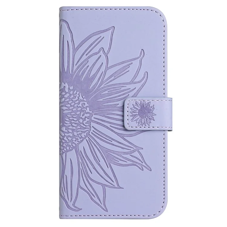 Étui pour Infinix Note 50 Pro+ 5G Motif Tournesol en Cuir avec Porte-Carte et Dragonne - Violet Clair