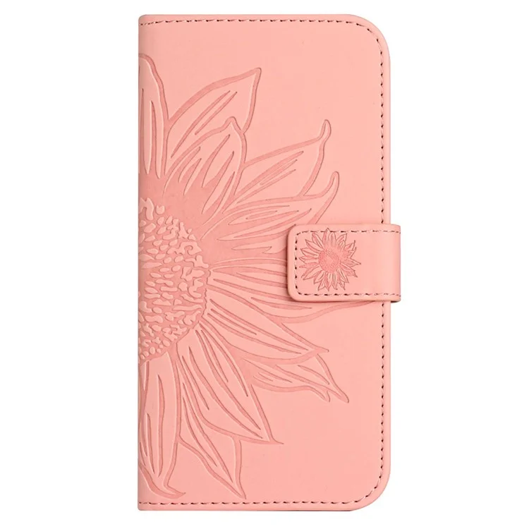 For Infinix Note 50 Pro+ 5G Case Sunflower Imprint Leather Wallet Phone Cover with Wrist Strap - Pink