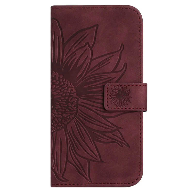 For Infinix Note 50 Pro+ 5G Case Sunflower Imprint Leather Wallet Phone Cover with Wrist Strap - Wine Red