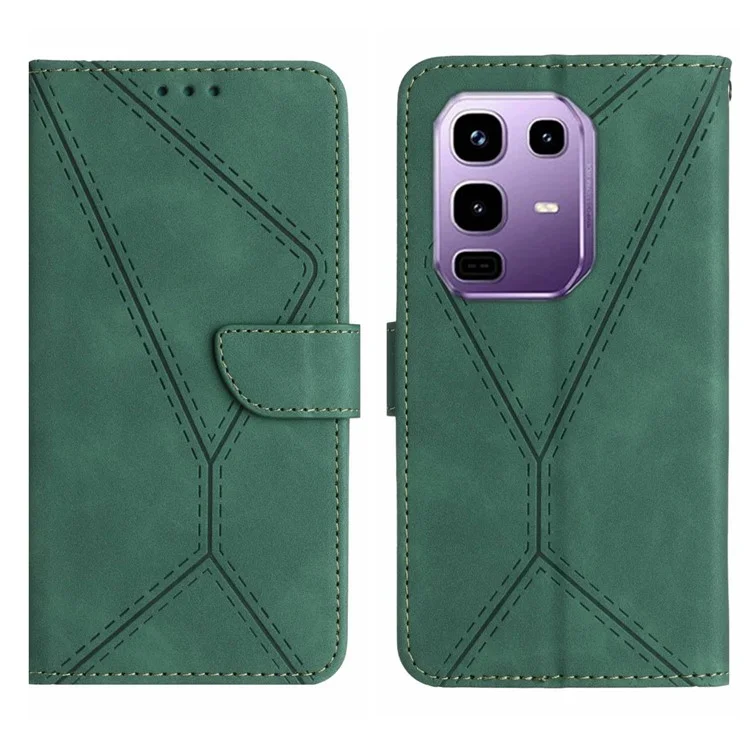 For Infinix Note 50 Pro+ 5G Case Skin Touch Lines Imprinted PU Leather Flip Phone Cover - Green
