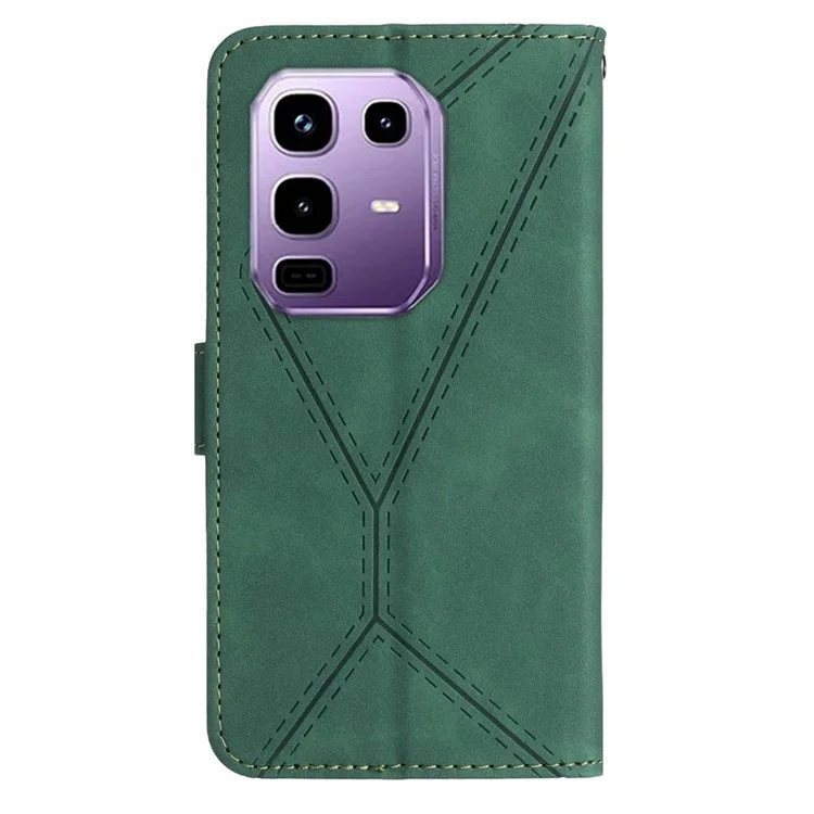 For Infinix Note 50 Pro+ 5G Case Skin Touch Lines Imprinted PU Leather Flip Phone Cover - Green