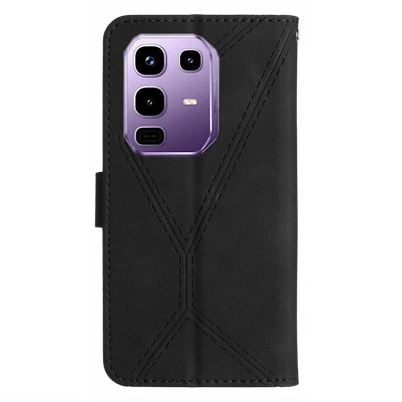 For Infinix Note 50 Pro+ 5G Case Skin Touch Lines Imprinted PU Leather Flip Phone Cover - Black