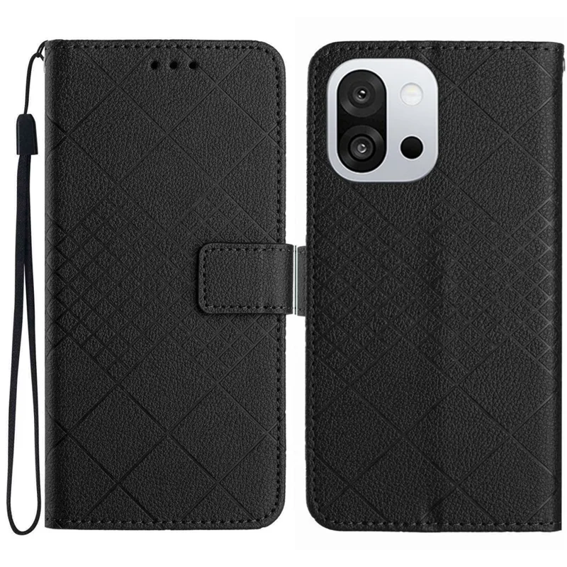 For OnePlus 13T 5G Case Wallet Imprint PU Leather Flip Folio Phone Cover - Black