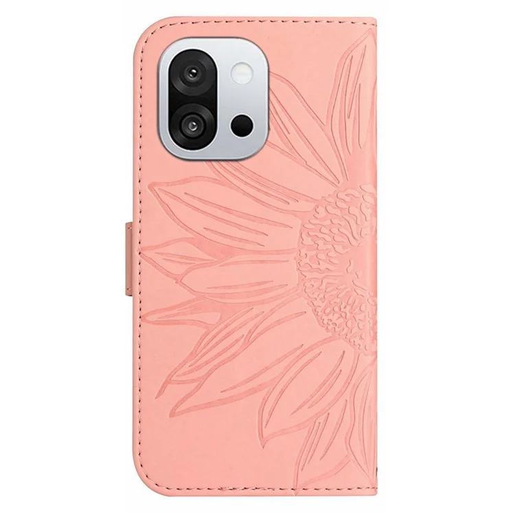 For OnePlus 13T 5G Case Sunflower Imprint Leather Wallet Phone Cover with Wrist Strap - Pink