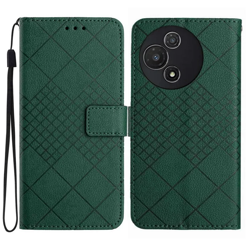 For TCL 60R 5G Case Wallet Imprint PU Leather Flip Folio Phone Cover - Green