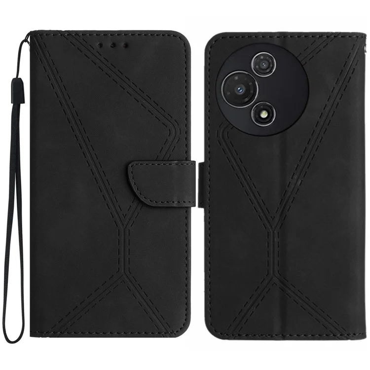 Capa para TCL 60R 5G com Linhas Impressas em Couro PU, Flip Cover para Celular - Preto