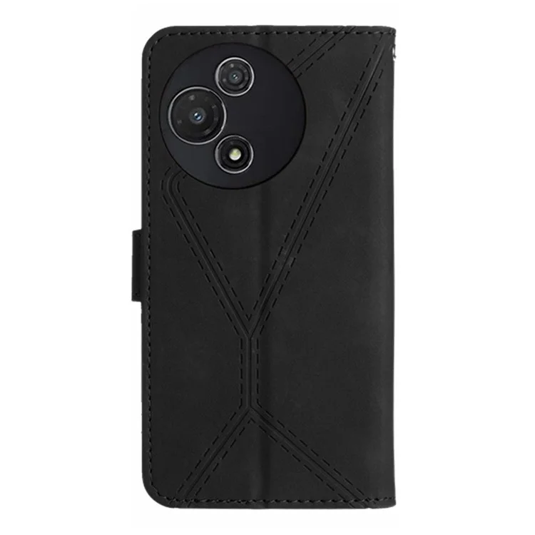 Capa para TCL 60R 5G com Linhas Impressas em Couro PU, Flip Cover para Celular - Preto
