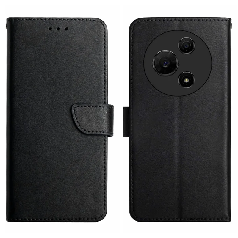 For TCL 60 NxtPaper 4G Case Genuine Cow Leather Phone Cover Nappa Texture - Black