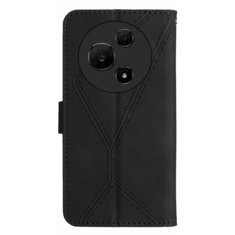 For TCL 60 NxtPaper 4G Case Skin Touch Lines Imprinted PU Leather Flip Phone Cover - Black